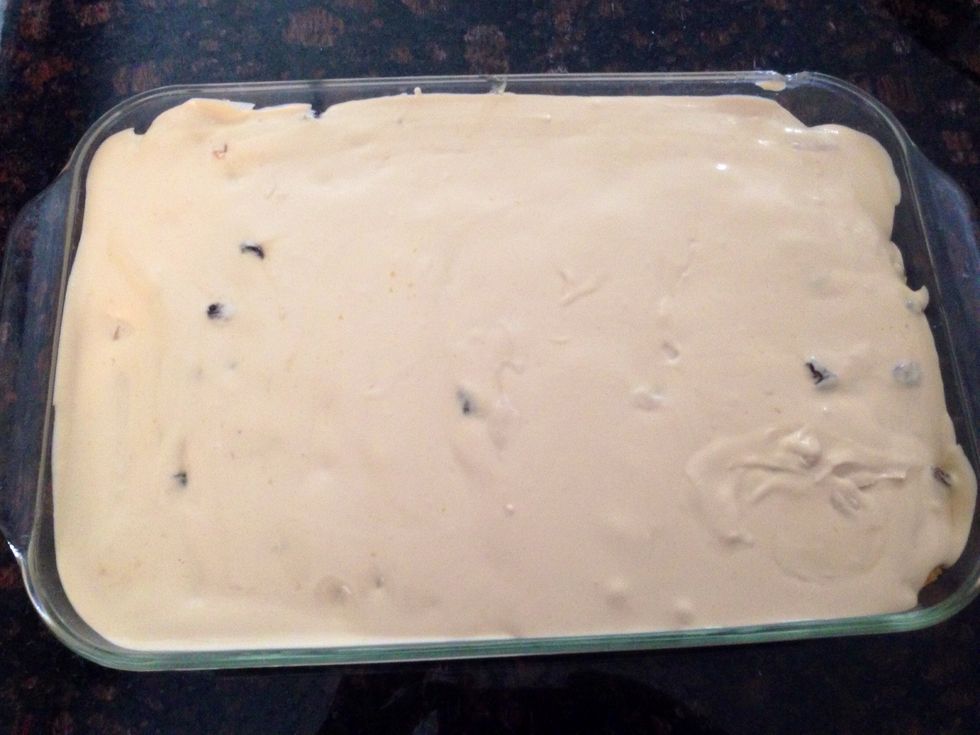 Finally using remainder of batter to cover all the lady fingers and it's ready to be chilled in the refrigerator.