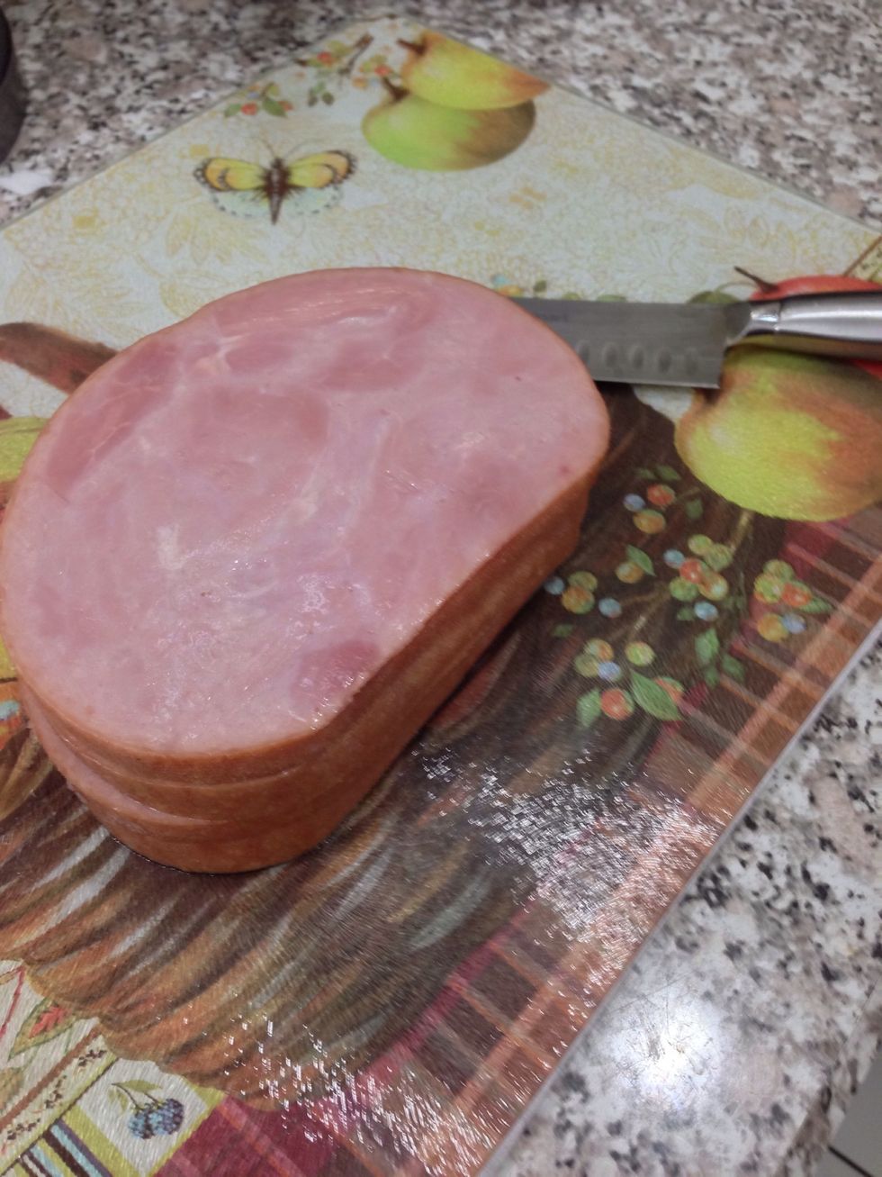 Finally we have the ham! I used ham steaks, but a 1lb slab from the deli is also perfectly fine.
