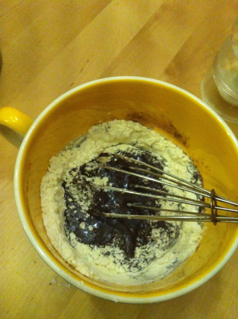 Finally whisk in the flour and it's done!