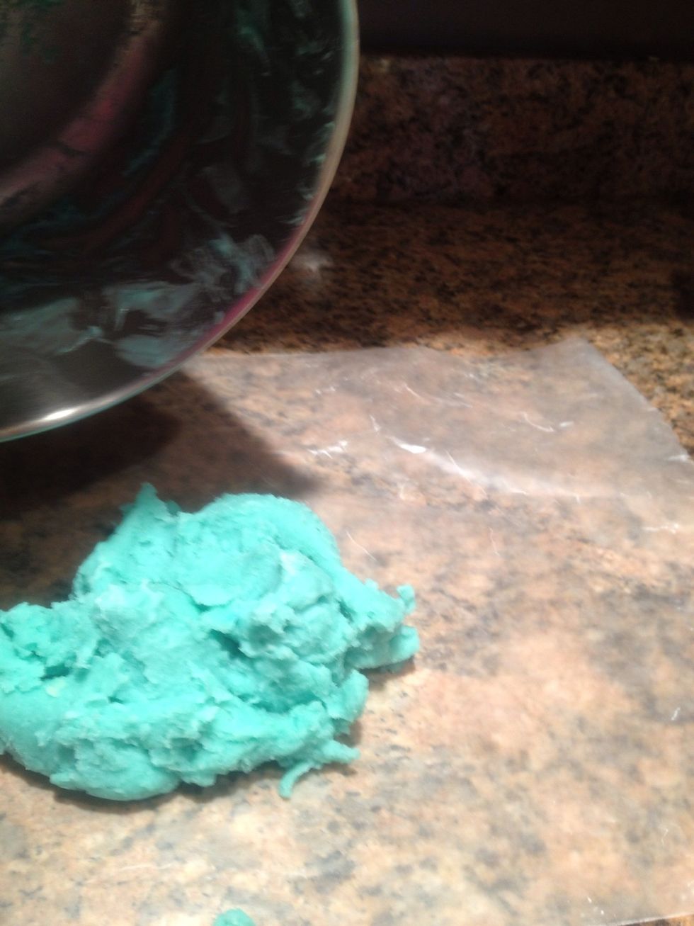 Finally you can pour your play dough out of the saucepan.