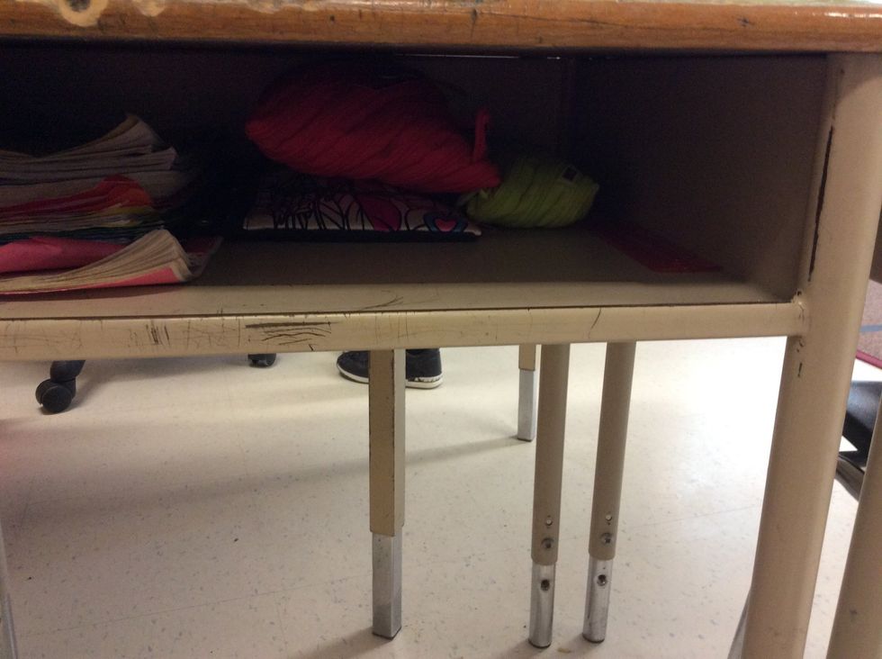 Finally you put you pencil cases and your Ruler in your desk