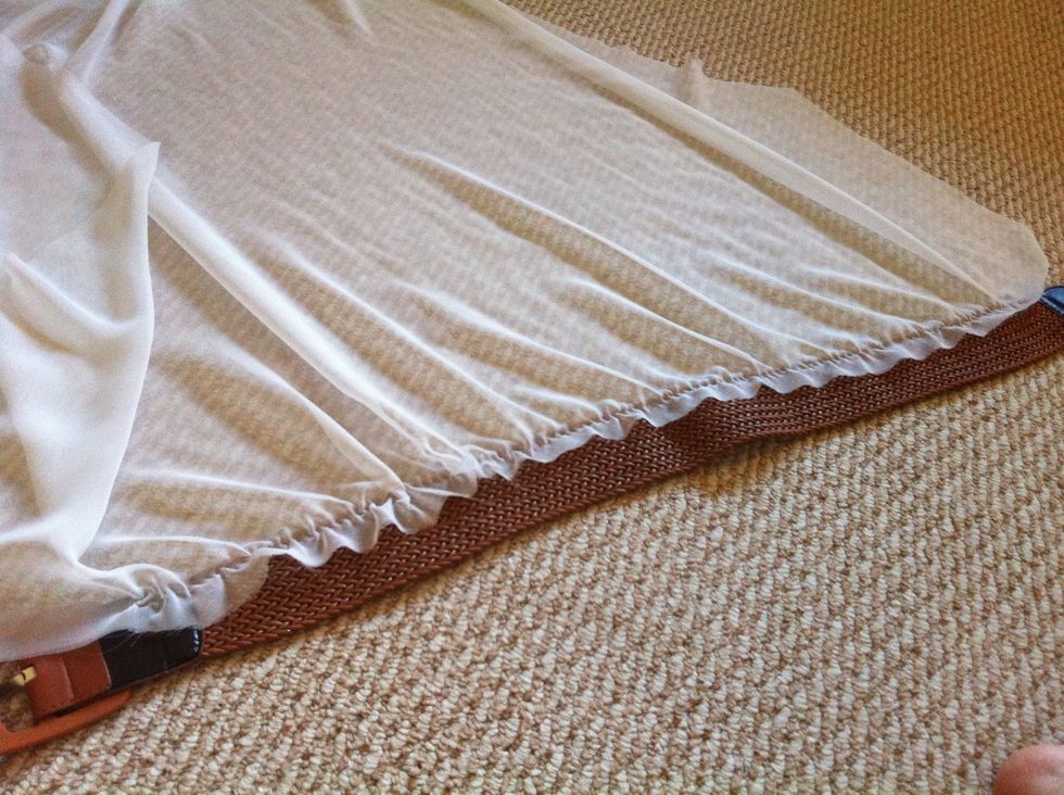 Finally you will get ur dress done like this. Since cut fabric pills a lot, so i recommend use a lighter to burn each side very lightly, to solve the problem of pilling n make it look nicer.