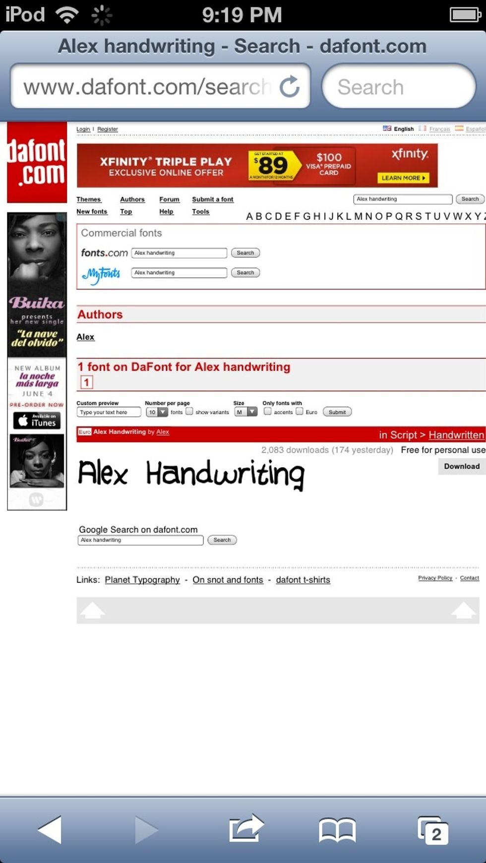 Find a font you want to download. (this is my own font.) and press download.