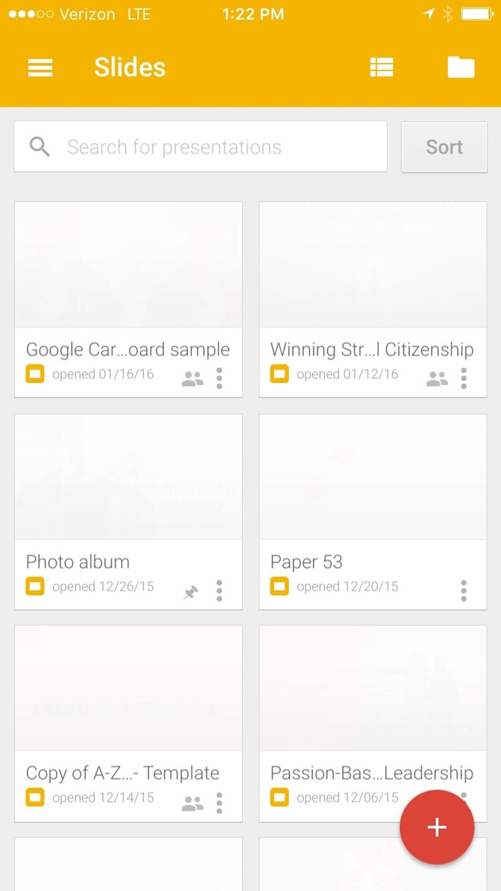 Find a friend who has a smart phone like yours. After you have both downloaded Google Slides app, create a new presentation and "share" it, adding your friend as a collaborator to edit.