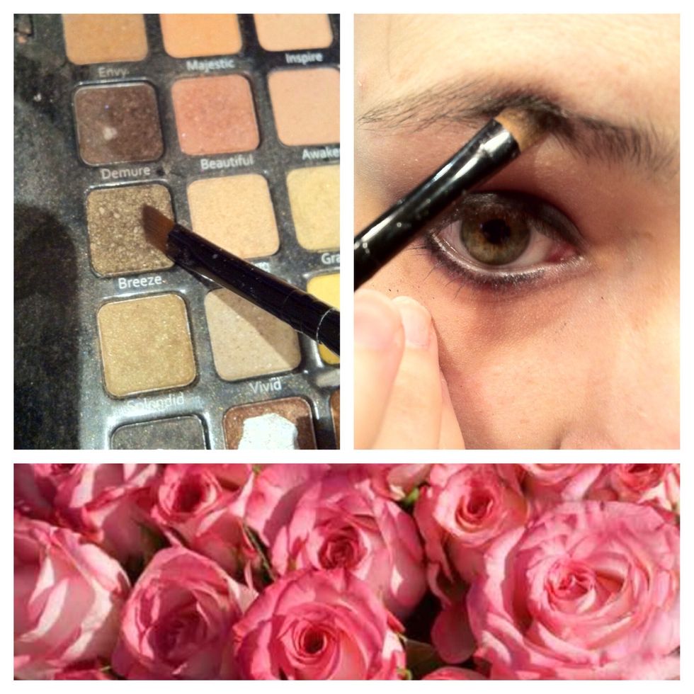 Find a light brown/golden eyeshadow and brush over your brows to give them a little more shape.