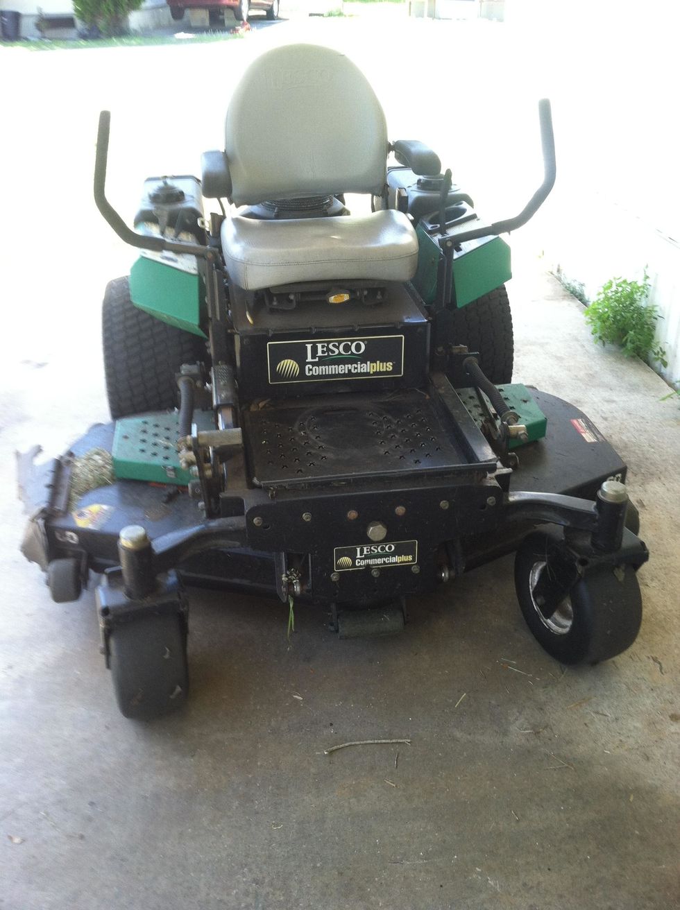 Find a mower with dull blades.Mine happens to be a commercial mower, but it's easy to scale down these steps for homeowner mowers