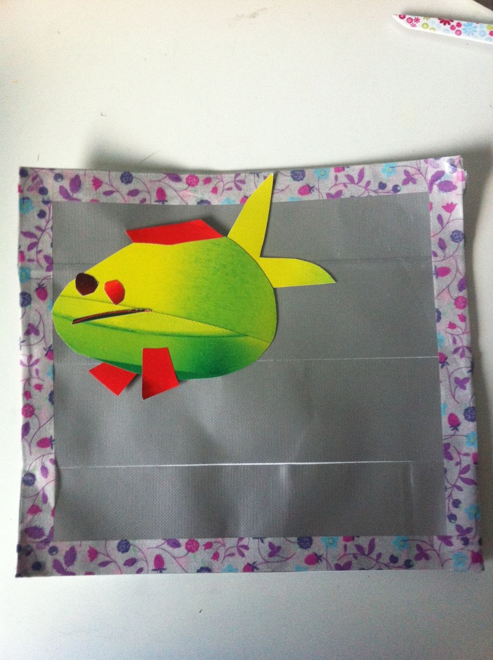 Find a place on the paper to the 'thing' you want to glue on :-) -And glue it on