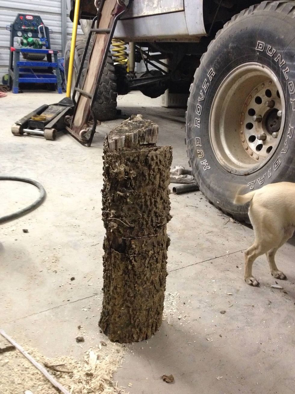 Find a really cool log and cut the top off at the desired length.