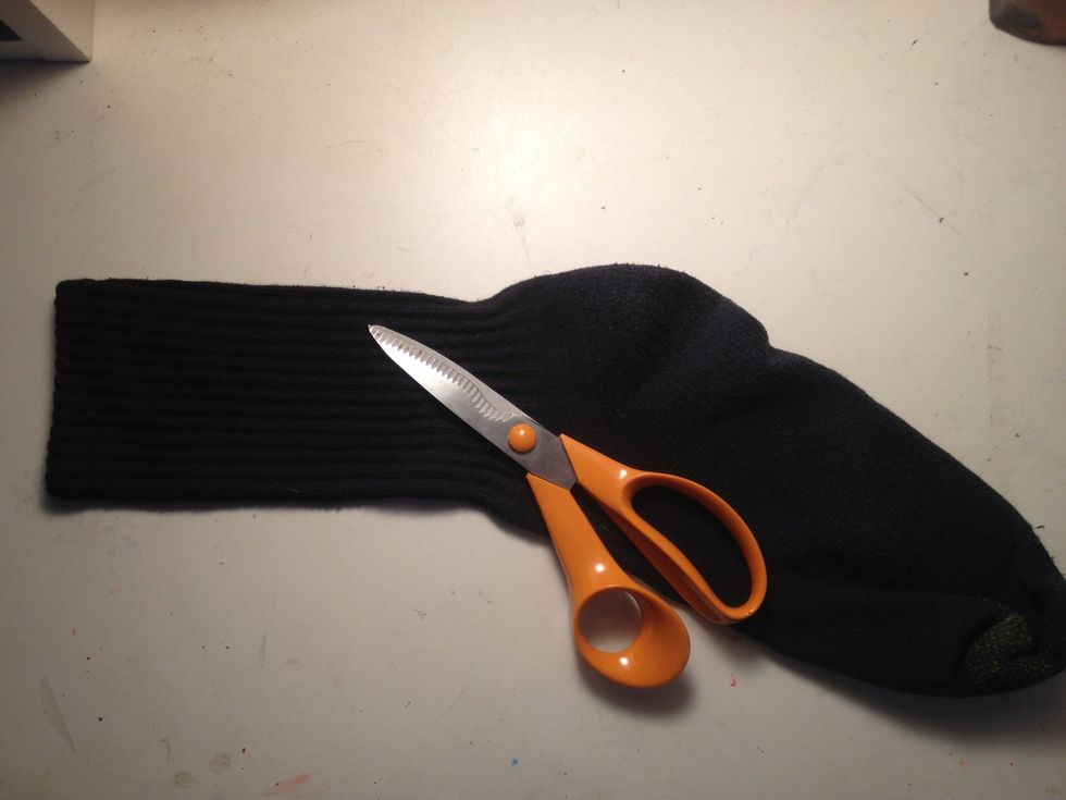 Find a tall sock that is like your hair color. I took a lone sock from my dad's sock drawer