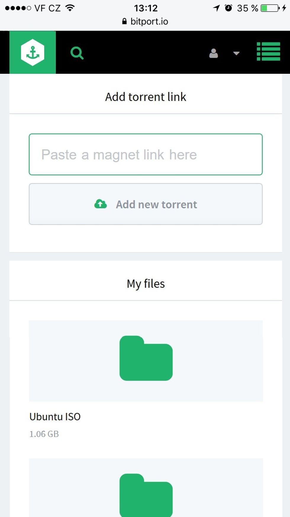 Find a torrent magnet link, copy its address and insert the link to the Bitport.