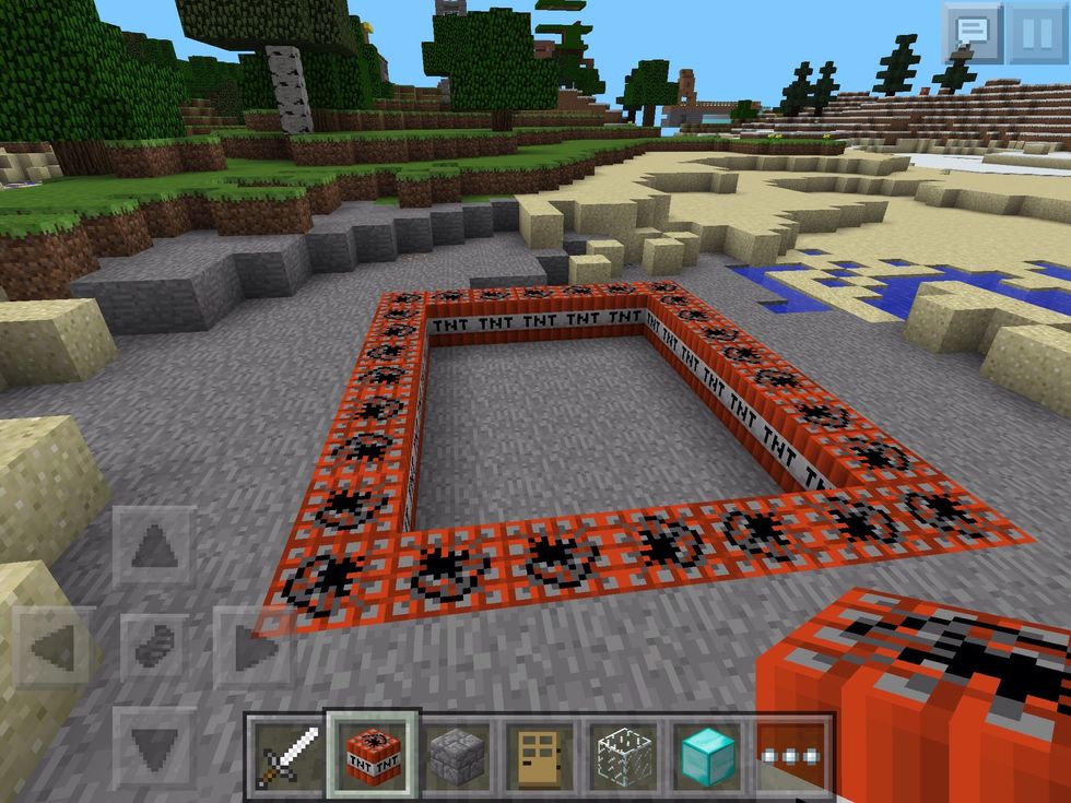 Find an open area. Dig one block under ground. Put the frame of the house there.