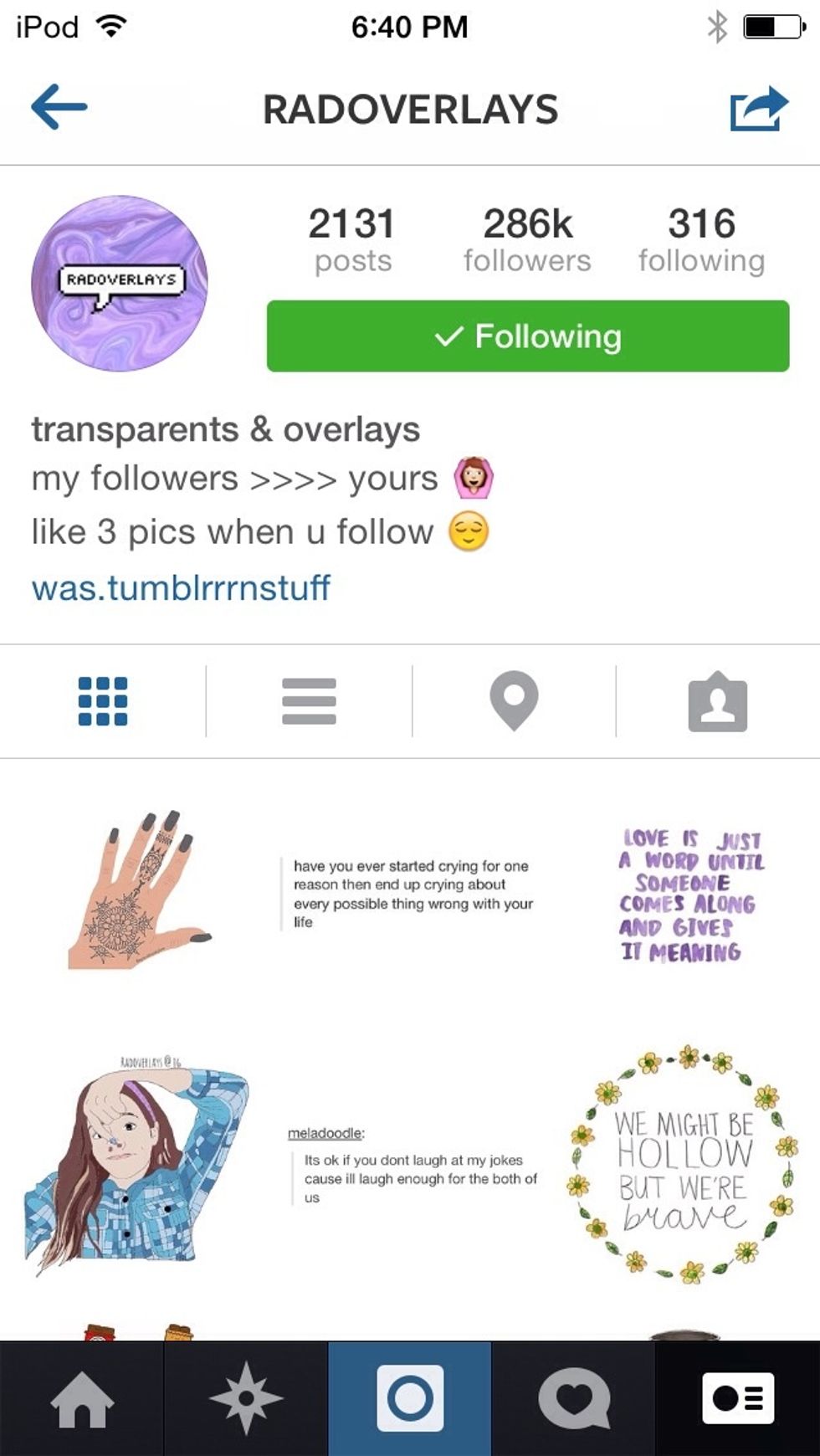 Find an overlay account on any social network. I use the account @radoverlays