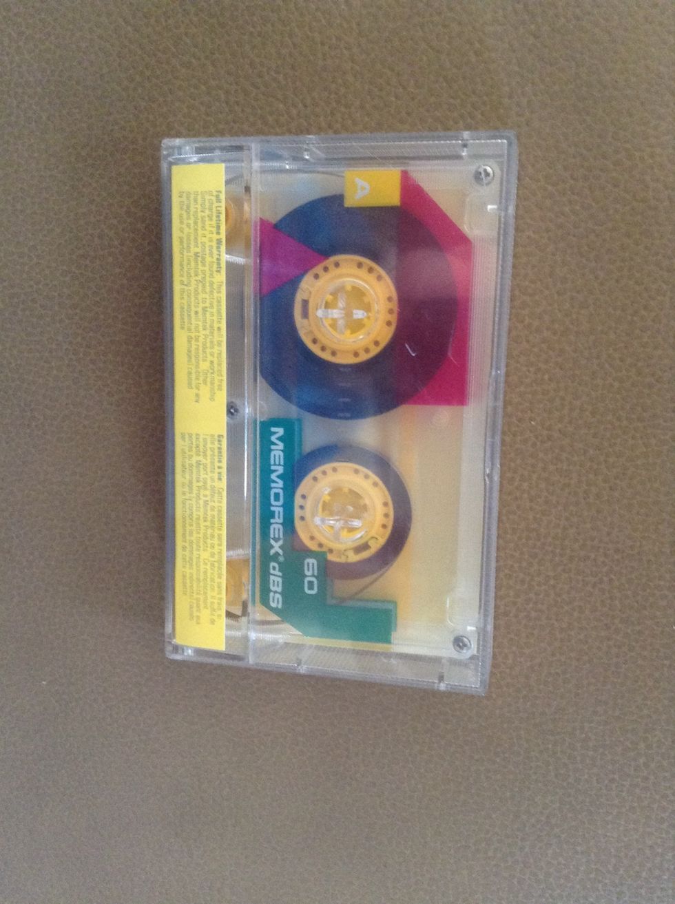 Find any old cassette tape in a case.