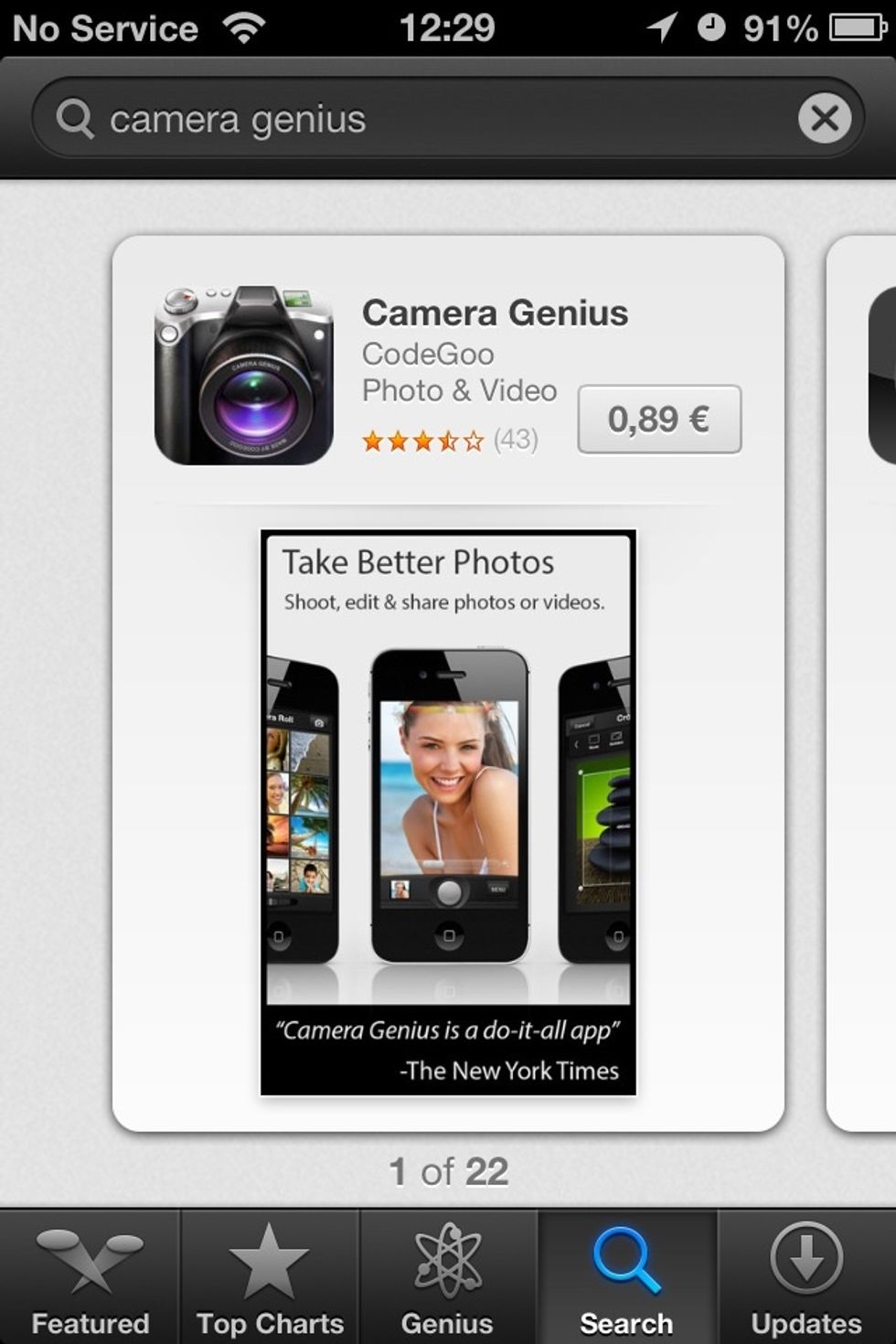 Find Camera Genius on App Store & download it.