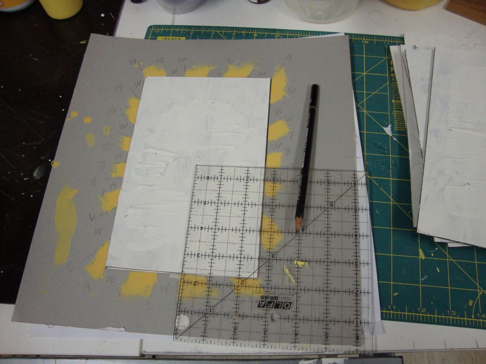 Find dead center using the template and a ruler.