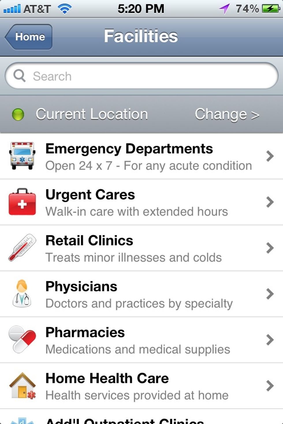 Find medical facilities.