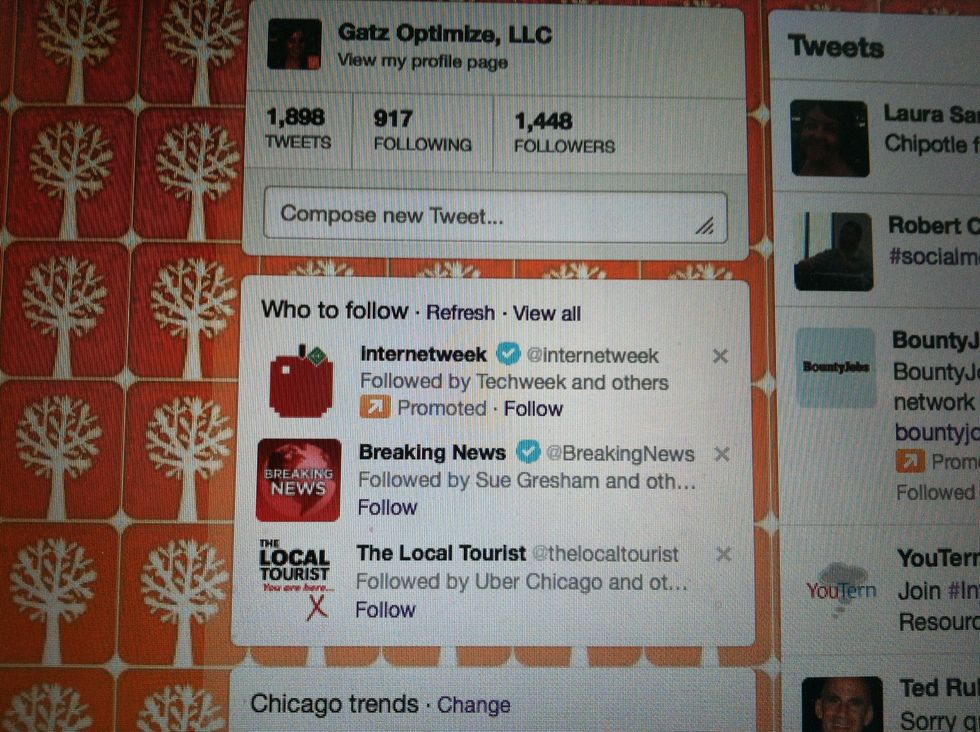 Find People to Follow - On the left side of your Twitter homepage, the "Who to Follow" button lists people that Twitter thinks you should follow. Click "Browse Interests" to see a variety of topics.