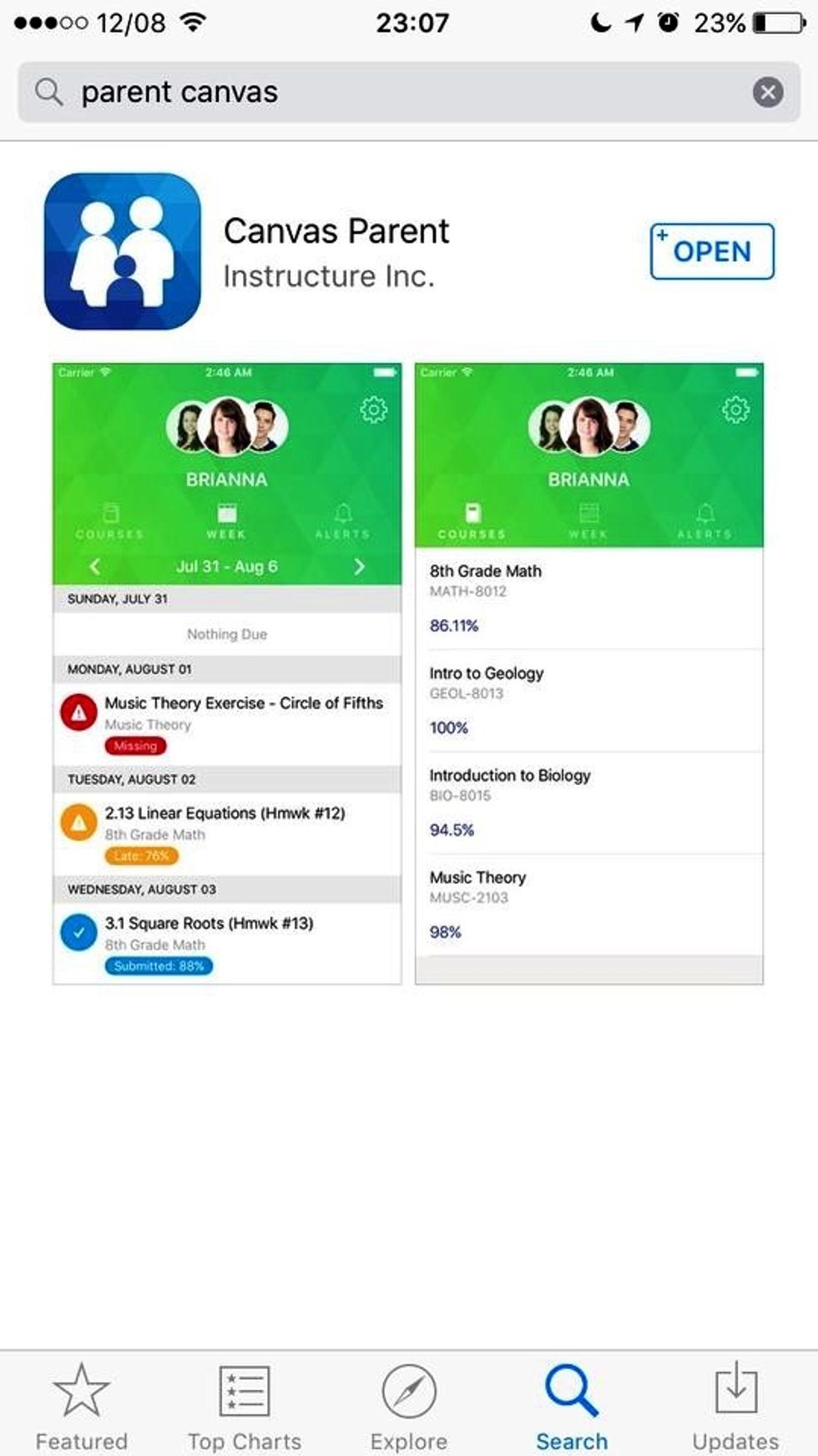 Find the canvas parent app on the Google Play store or the Apple App store. Get, download, and install the app to your device.