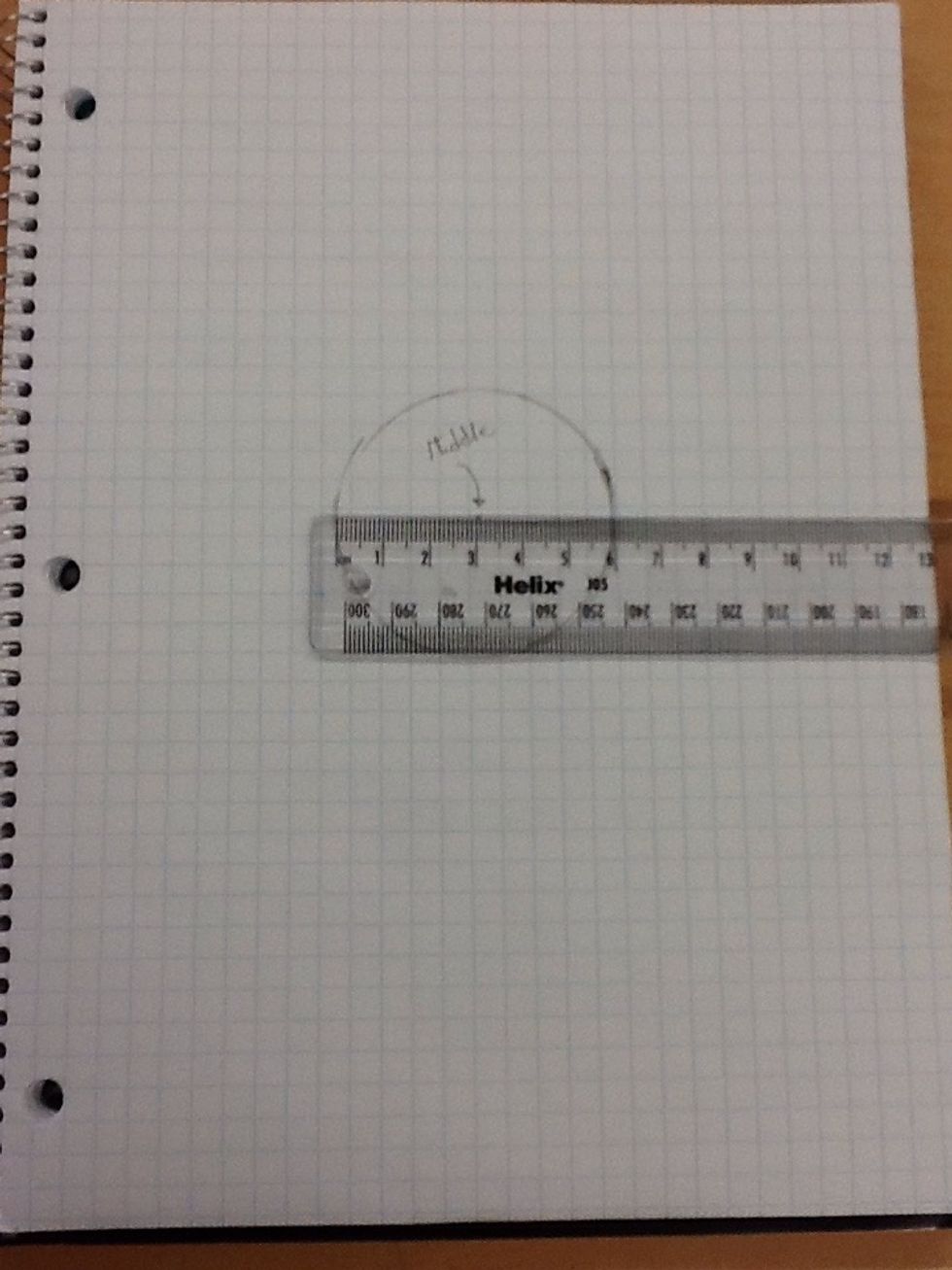 Find the diameter of the circle by measuring the the circle with the ruler going threw the middle of the circle