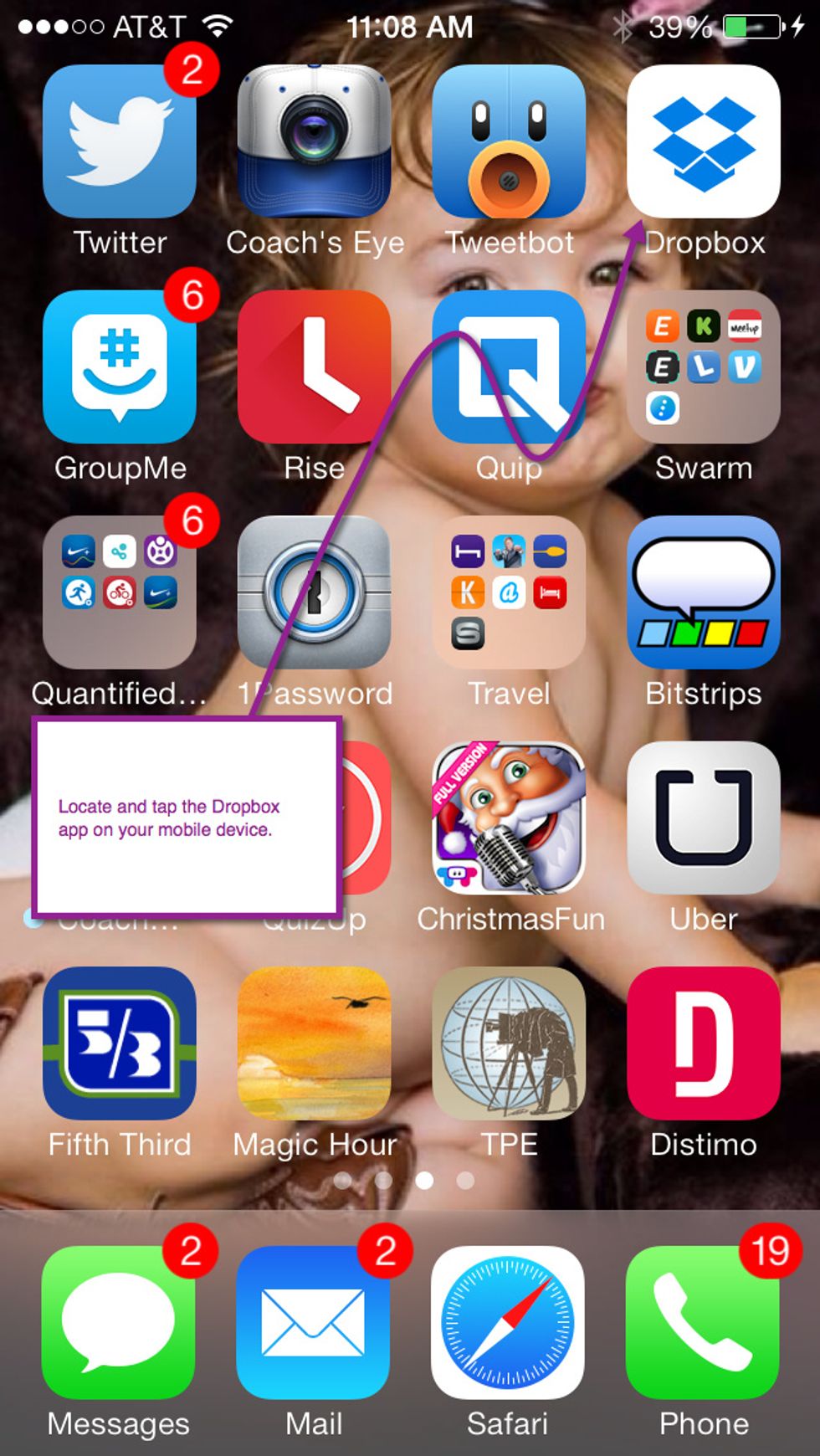 Find the Dropbox app on your Apple Device and tap it to launch.