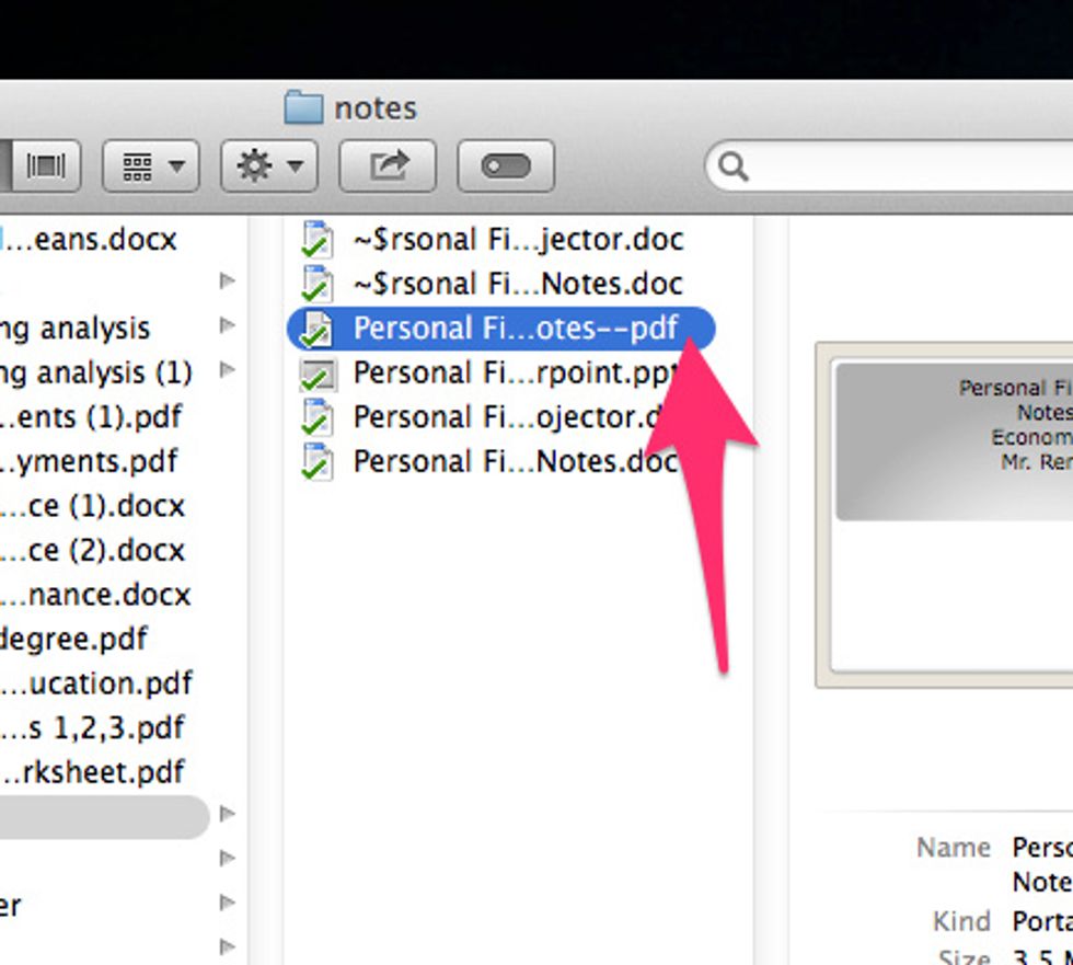 Find the PDF you just made in Finder.