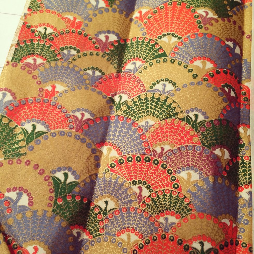 Find the right paper. This is Japanese wrapping paper I found stashed away. You can use old magazines, napkins or kids drawings.