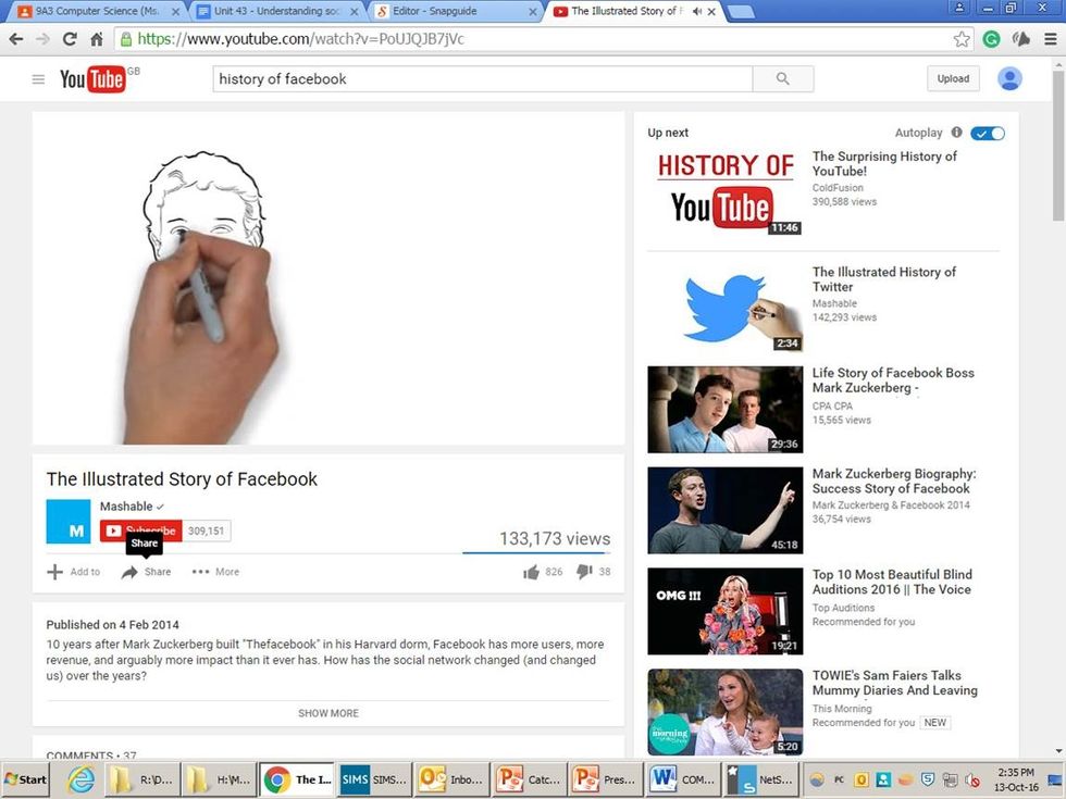 Find the video you want to add to your presentation on YouTube.