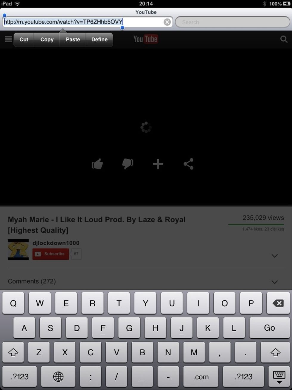 Find whatever video or song you want to download and copy the URL.