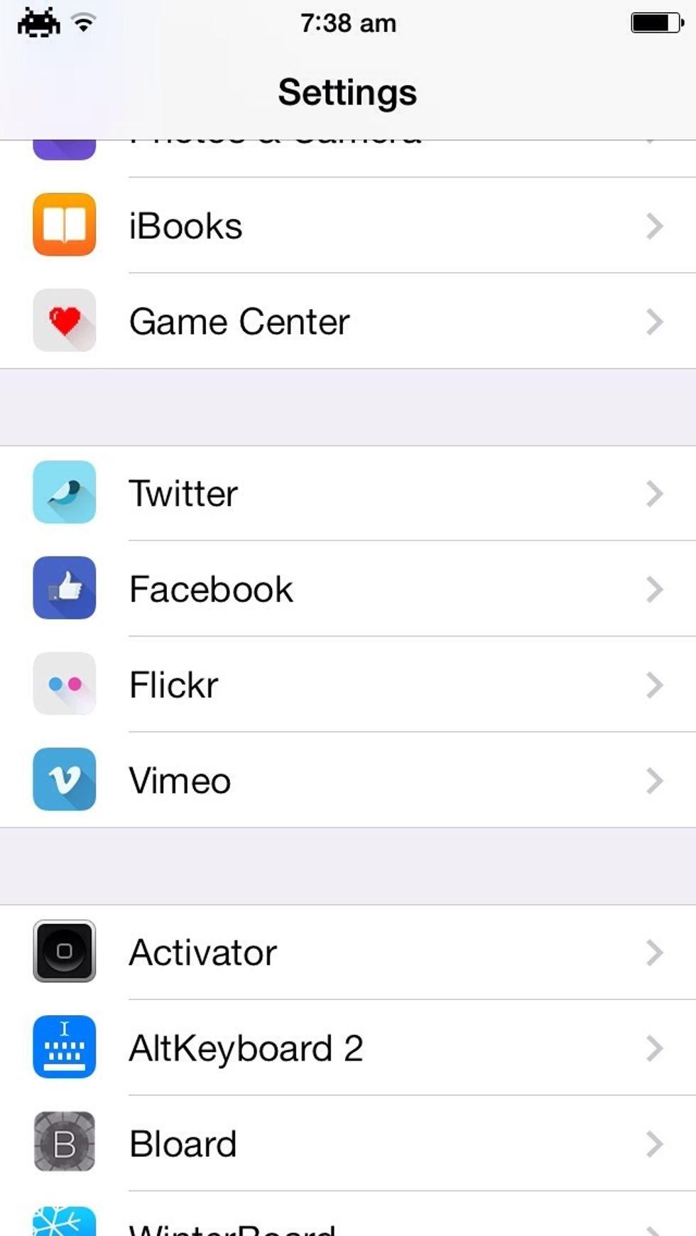 Find your settings app and scroll down to Facebook.