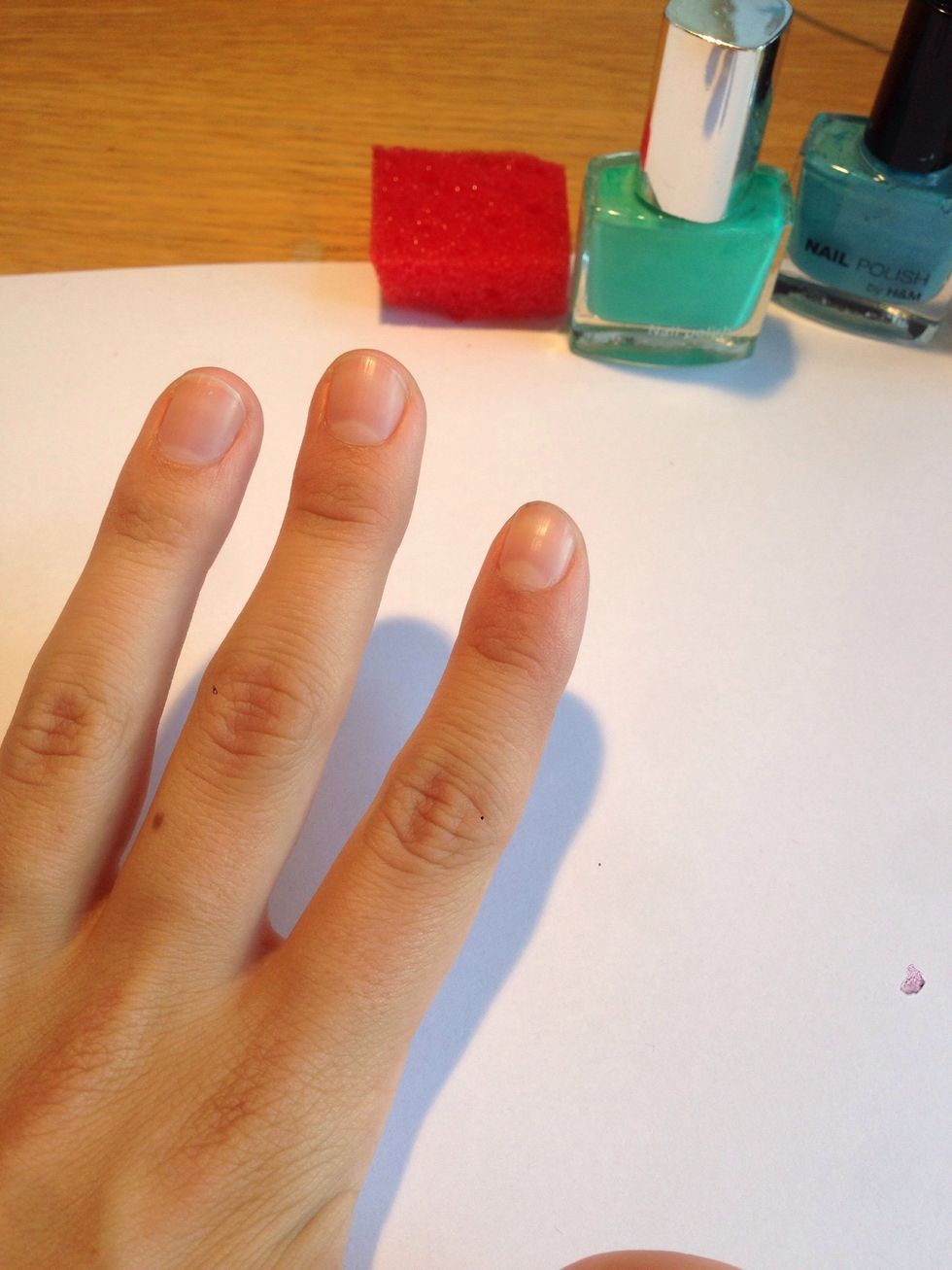 Find your supplies and remove old nail polish if you need to.