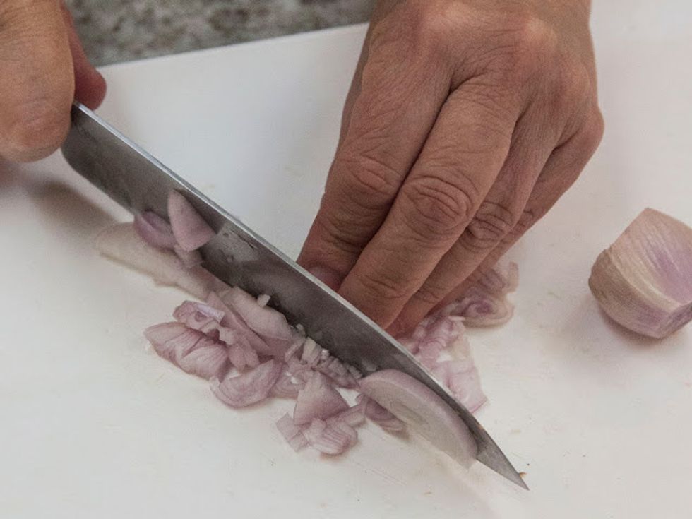 Finely chop  2 shallots set them aside.