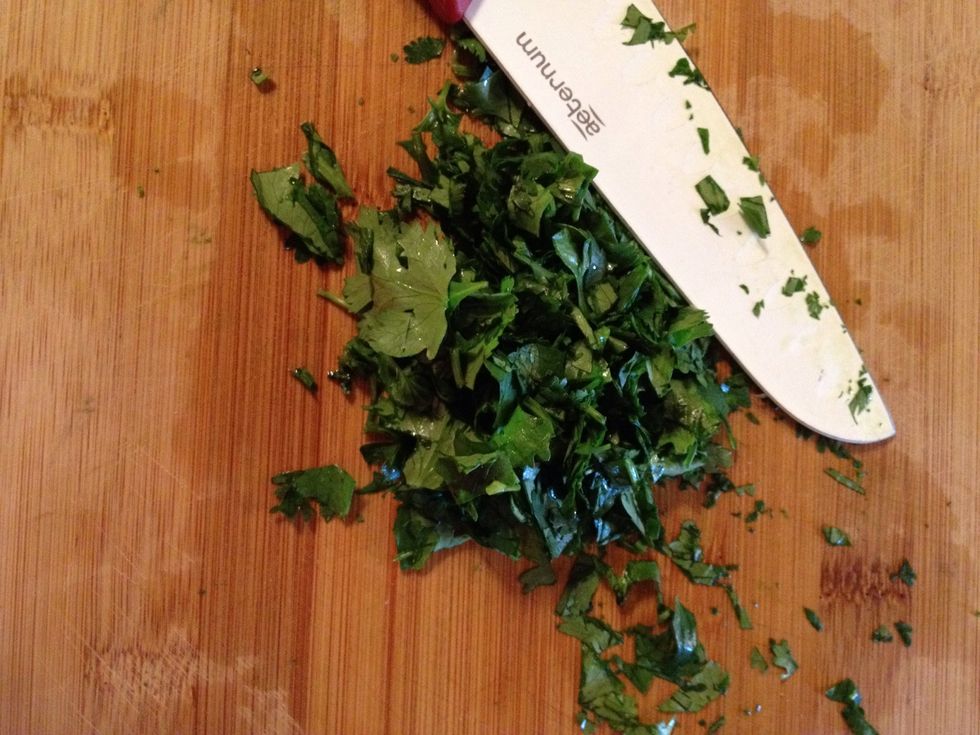 Finely chop cilantro add to butter