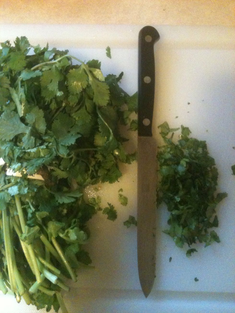 Finely chop fresh cilantro. Add to wet ingredients.