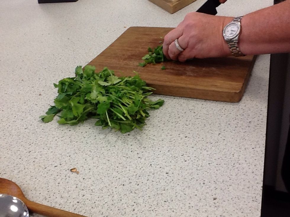 Finely Chop fresh herbs and add to the saucepan before serving