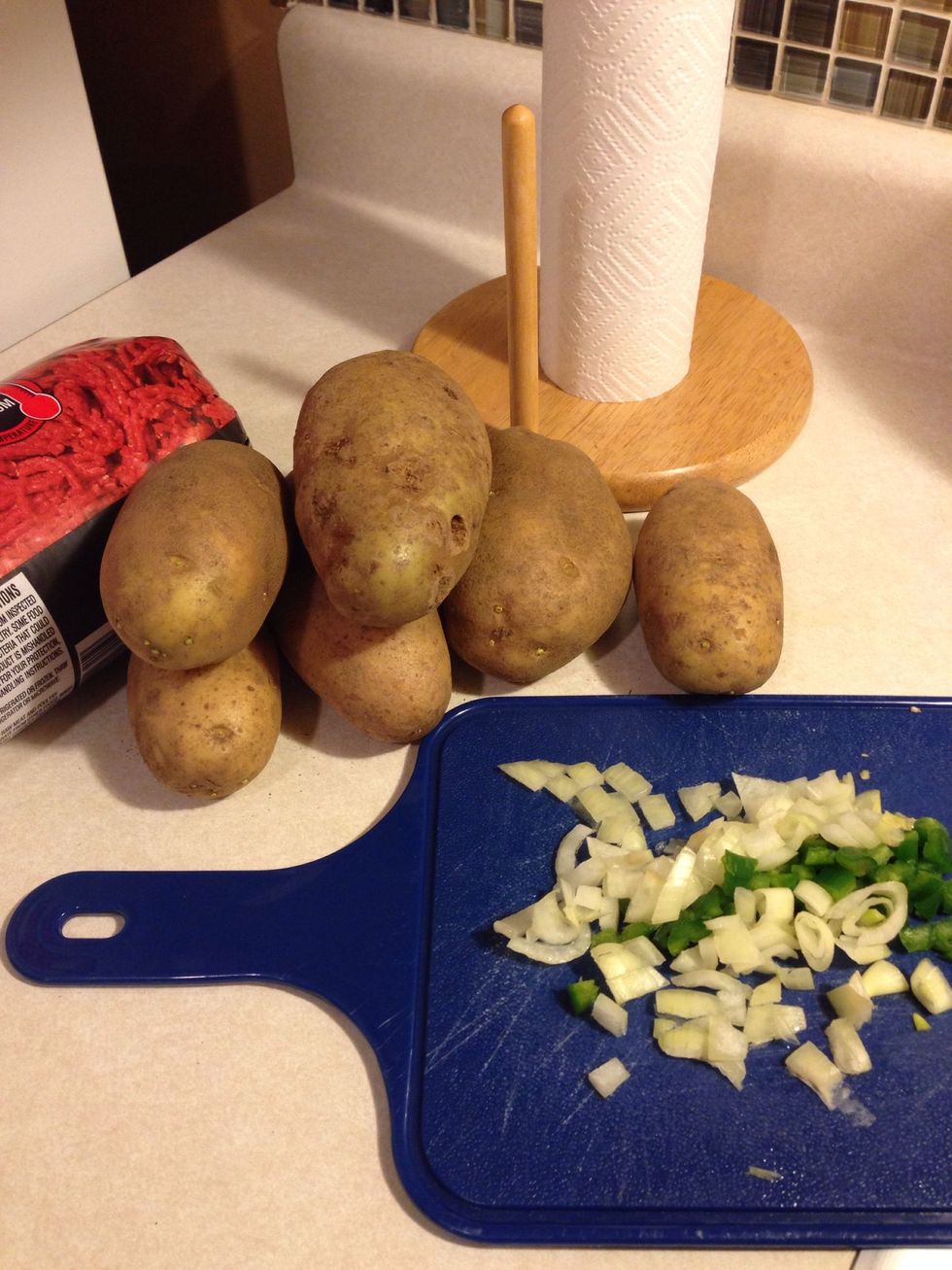 Finely chop Jalepeno and onion.