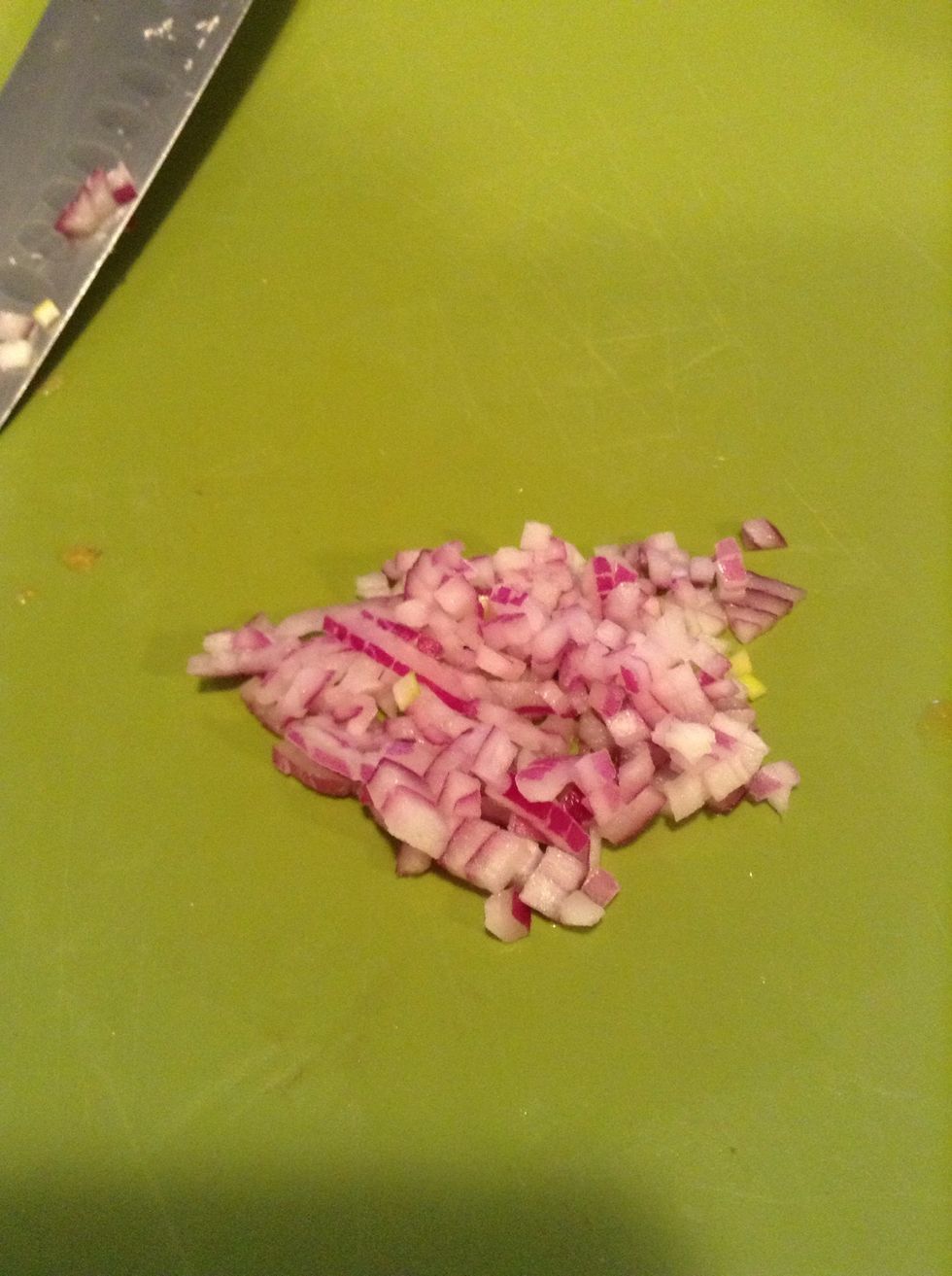 Finely chop onion. (This is one slice of a red onion. Add as much as desired.)