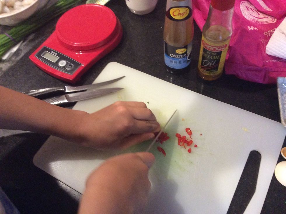 Finely chop the chilli