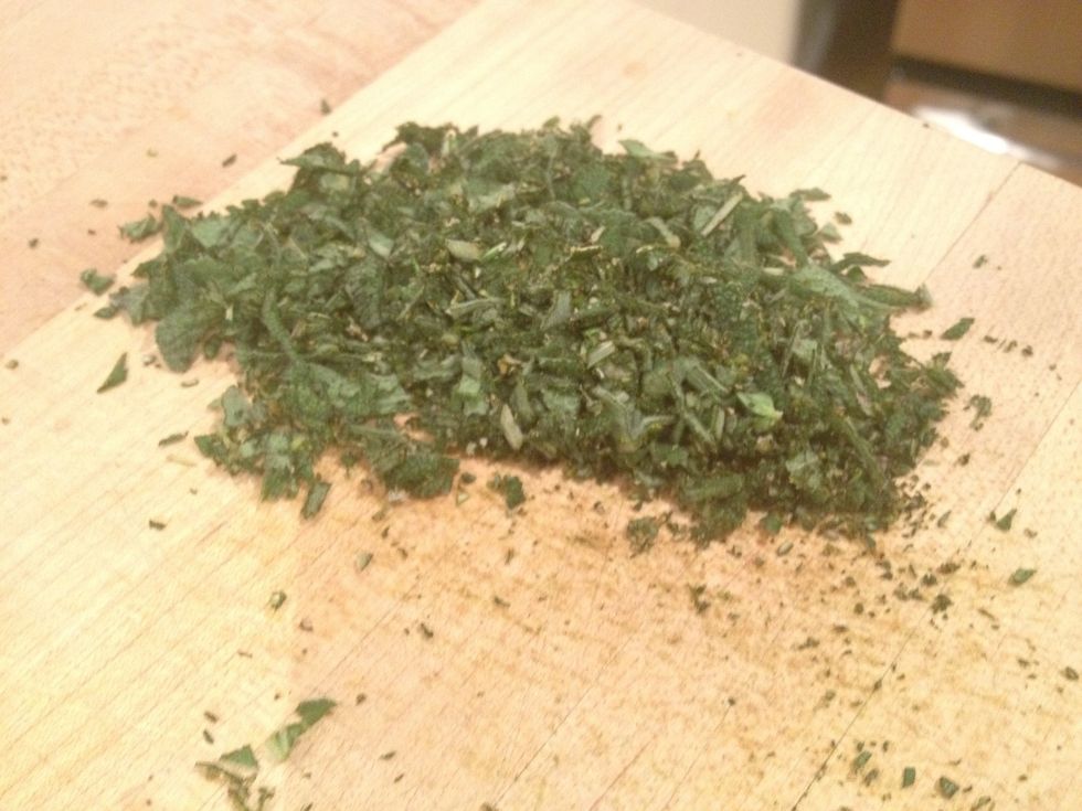 Finely chop the herbs.