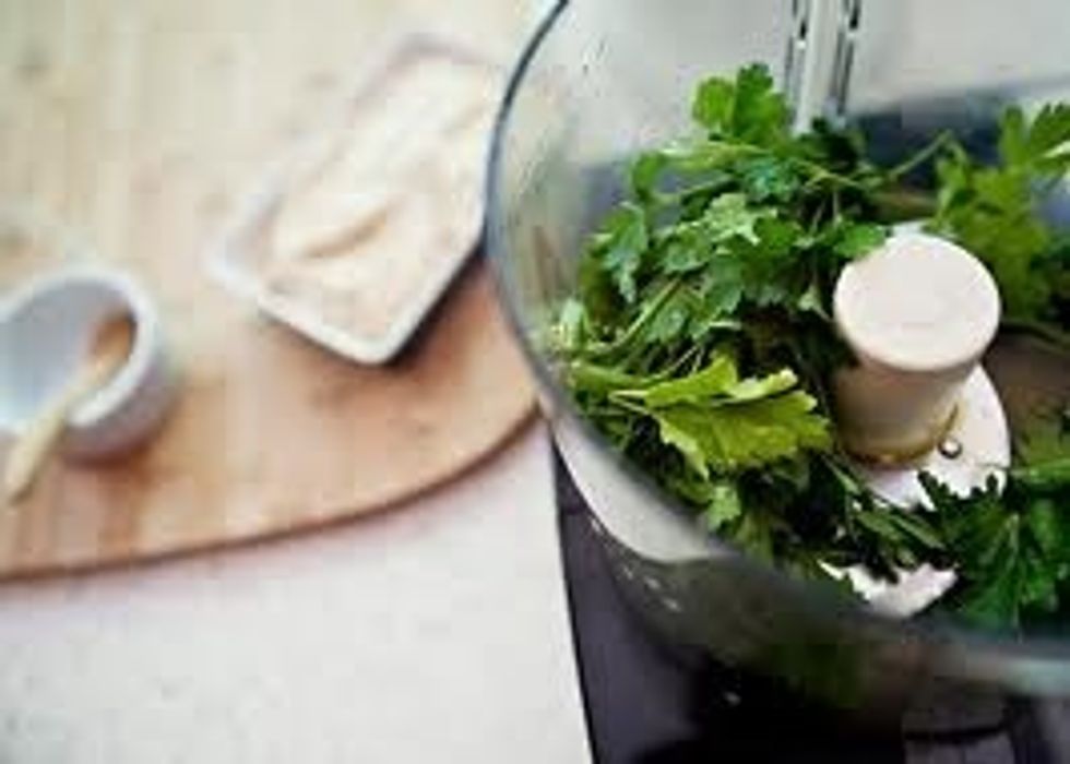 Finely chop the parsley in the food processor.