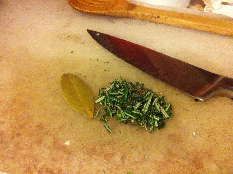 Finely chop the rosemary and thyme.