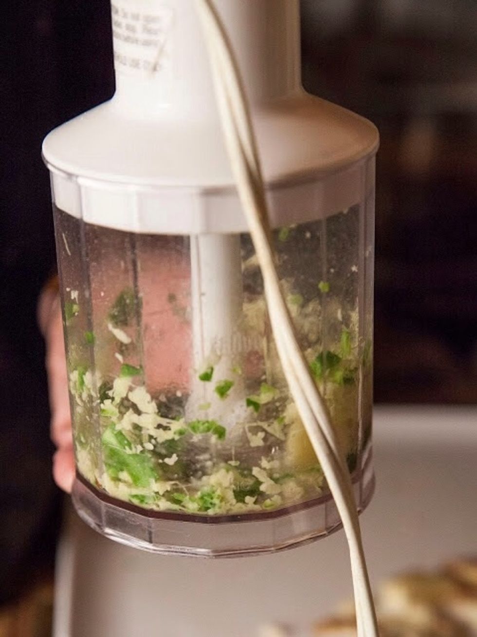 Finely chop them mixed with the fresh ginger.