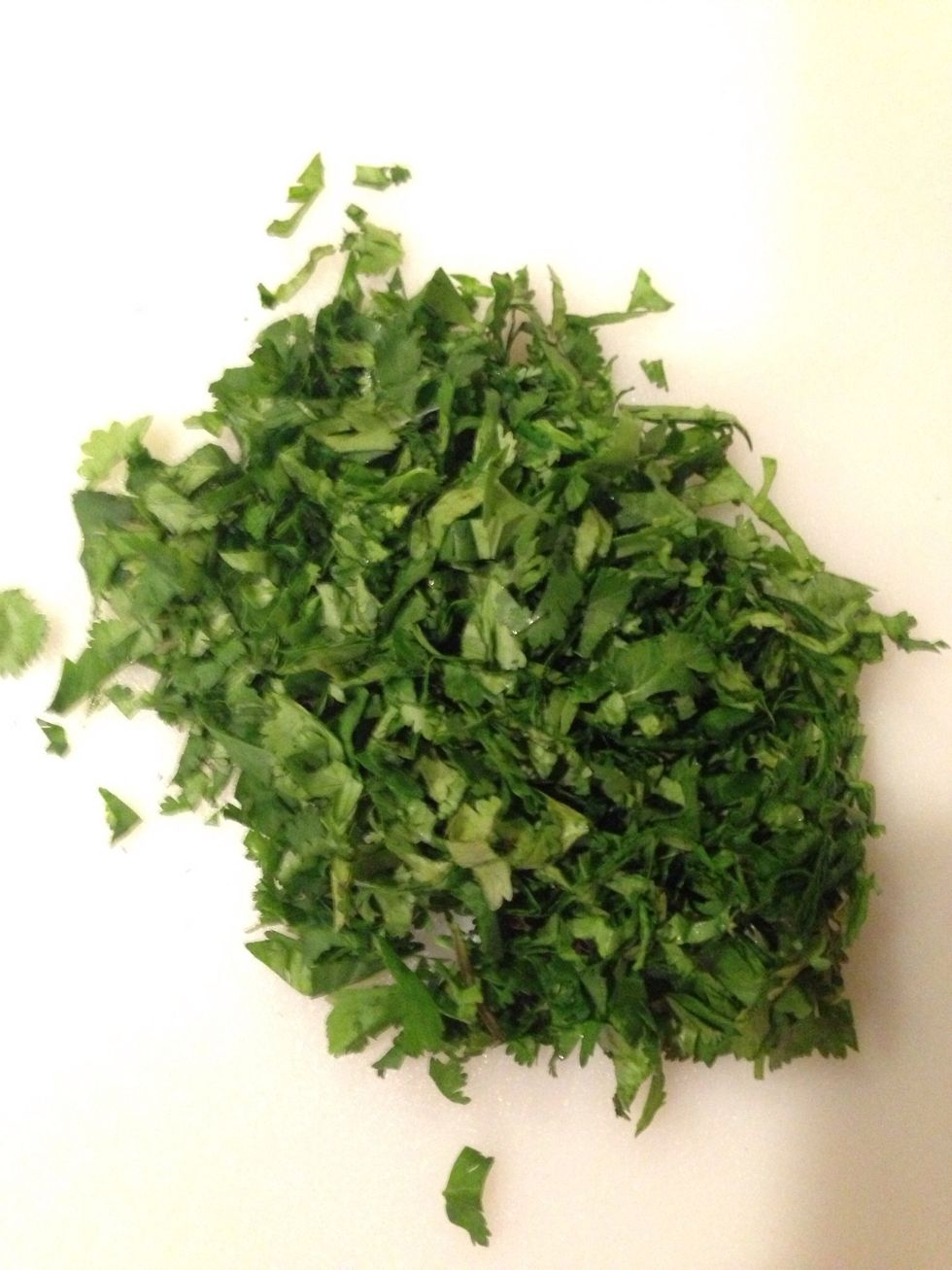 Finely chop up the cilantro