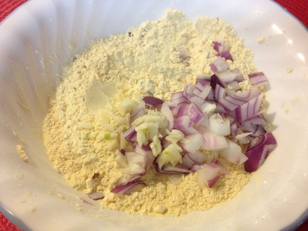 Finely chopped onion & garlic