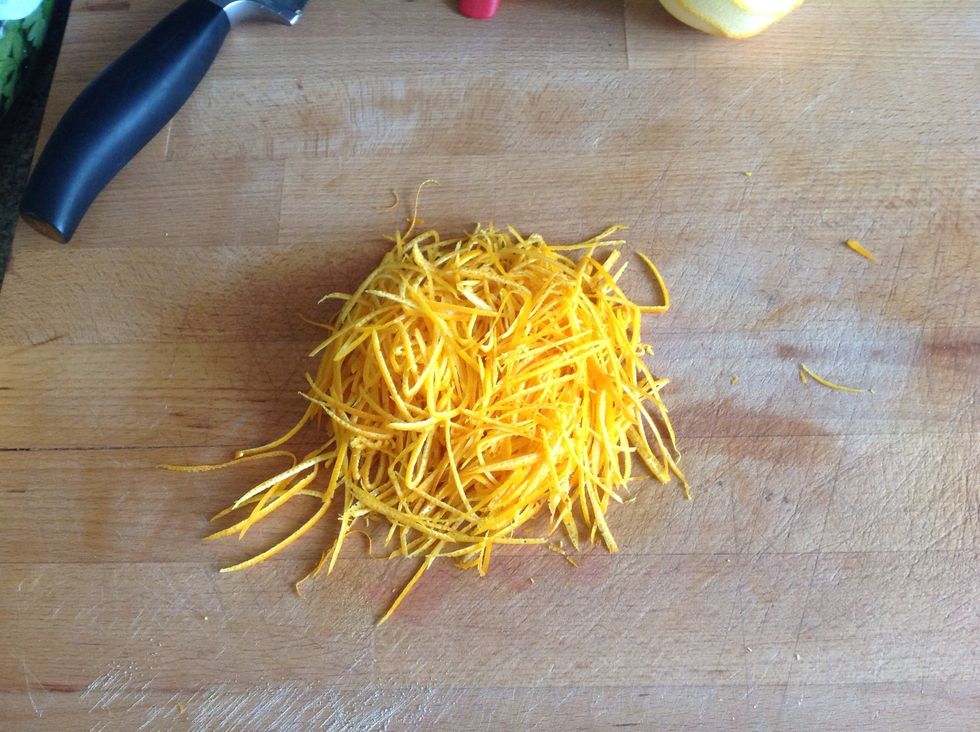Finely slice orange peel