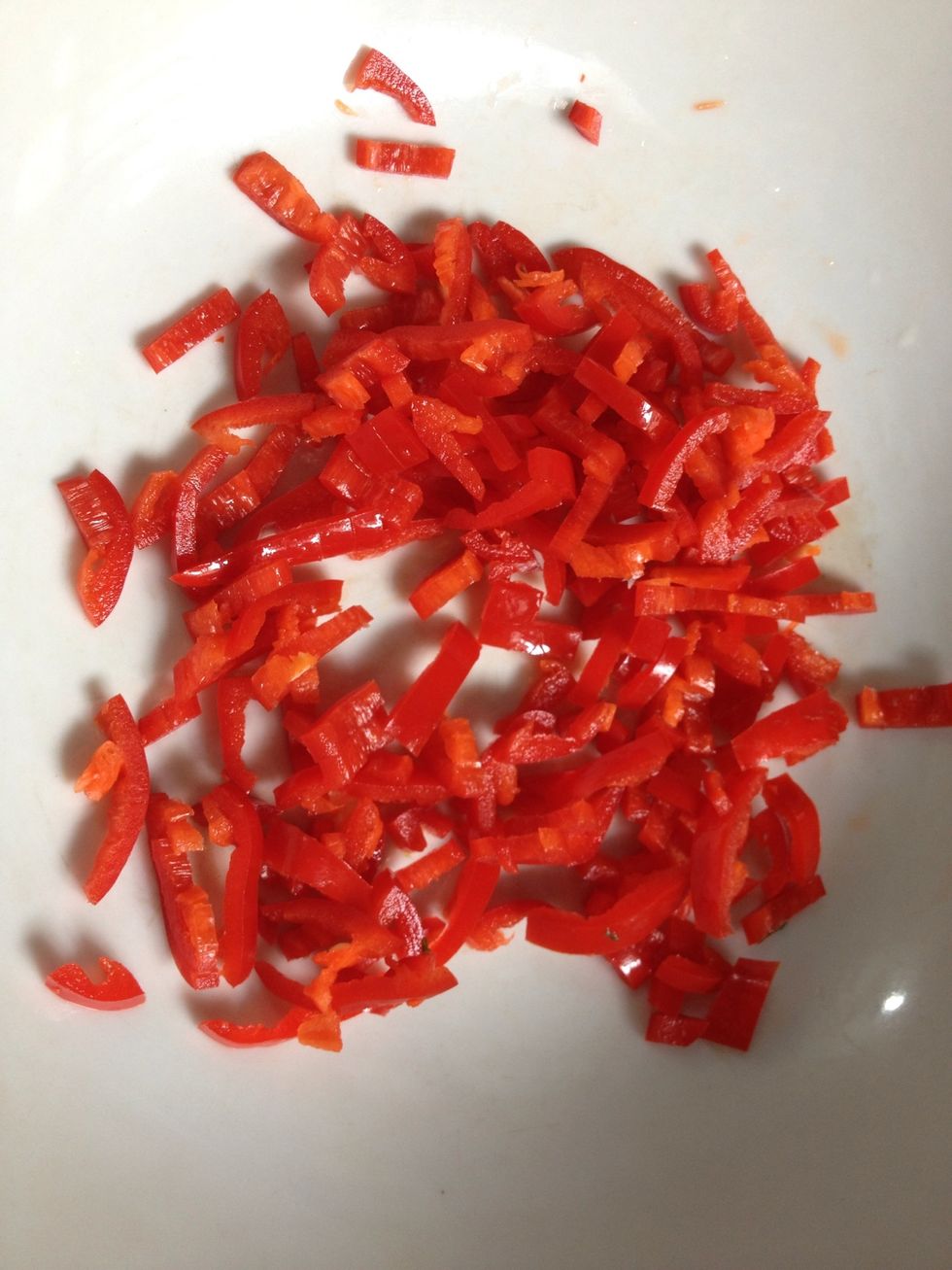 Finely sliced 1 fresh chili. Remove seeds