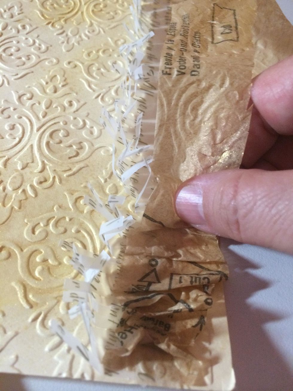 finger pleat embossed sewing pattern and press into double sided tape