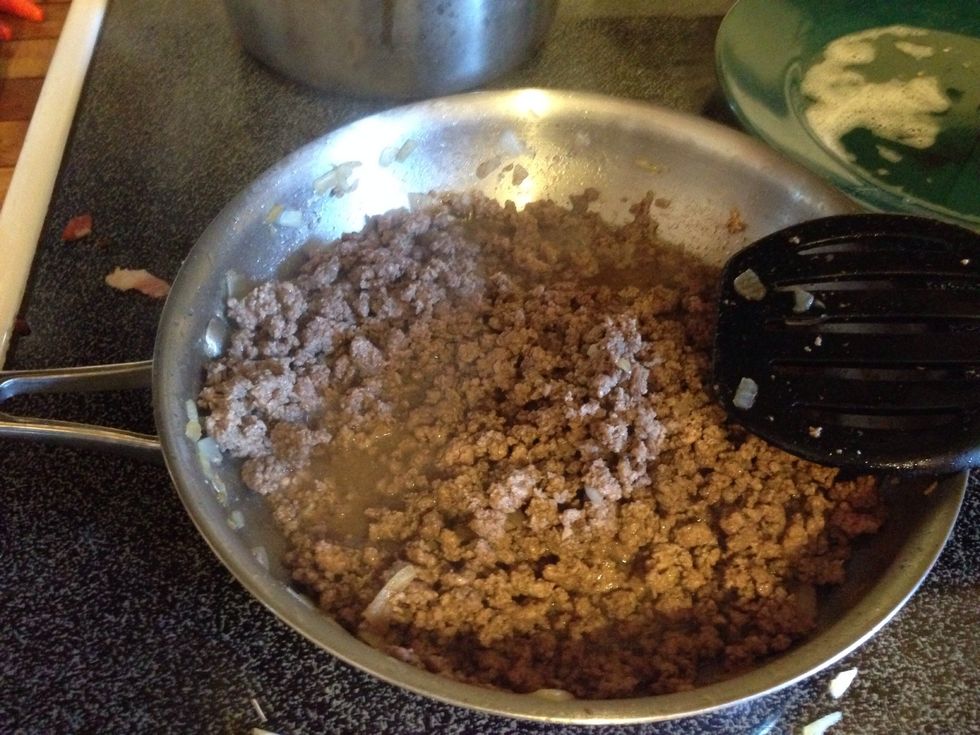 Finish browning your beef. Drain excess fat.