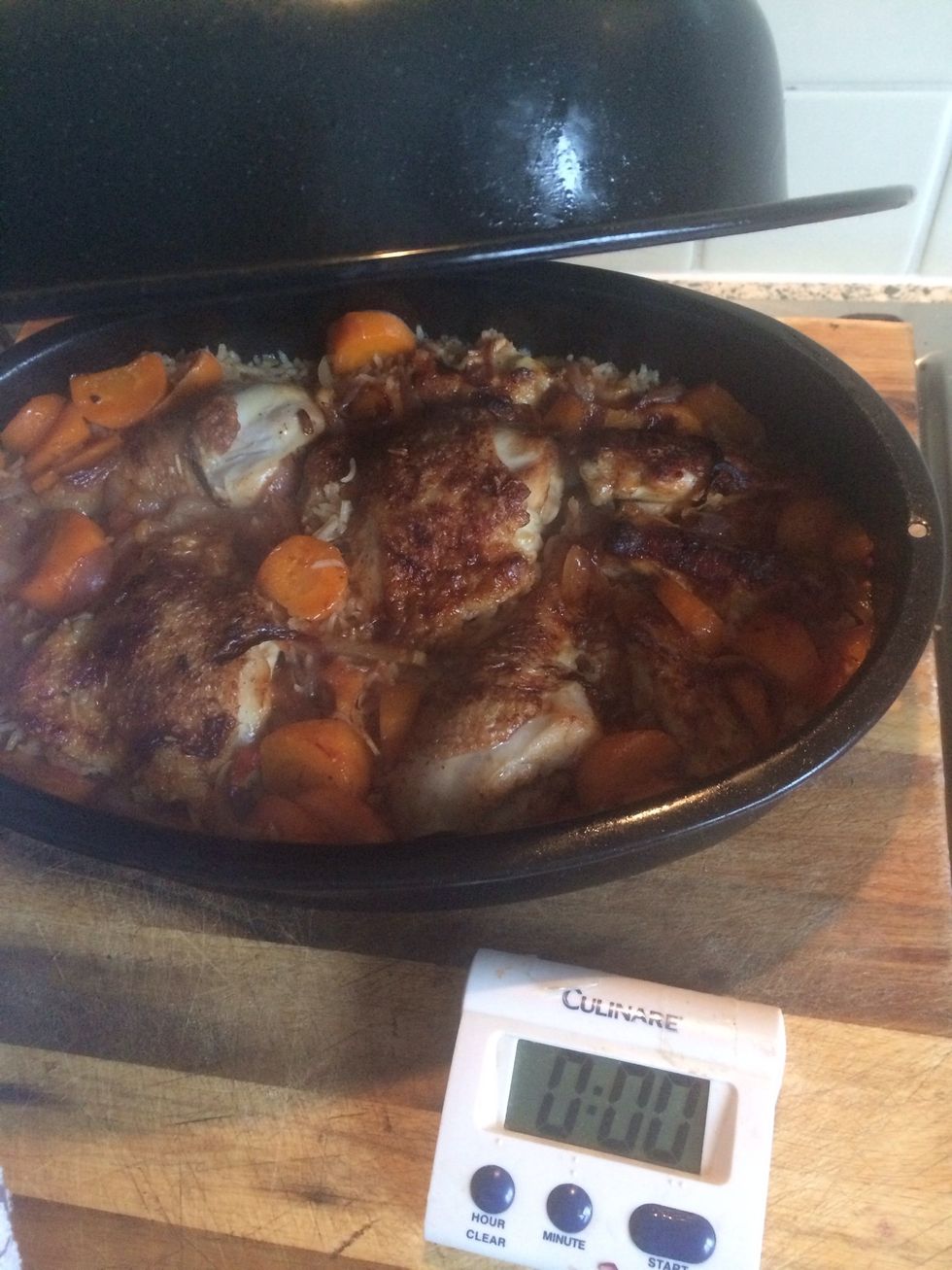 Finish now or leave on side untill ready to eat, stays hot for ages!