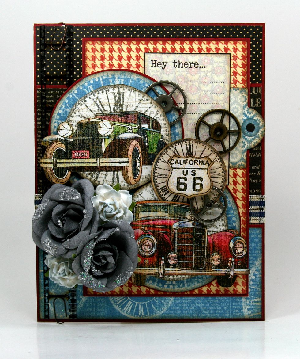 Finish off card with Mulberry flowers.