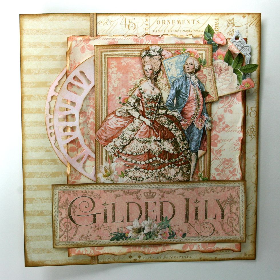 Finish off  center section with the Gilded Lily verbage block from G45 Gilded Lily.